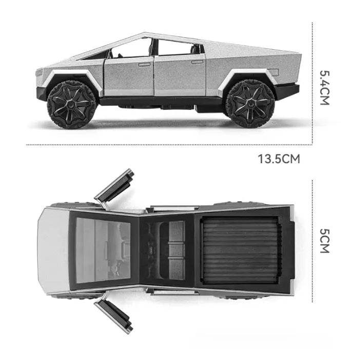 Tesla Cyber Truck Die cast Model Toy Car For Kids - Front Door and trunk Openable Lights and Music - 5 inches -