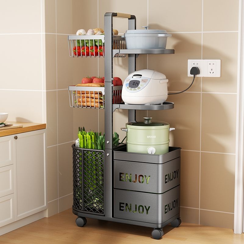 Multifunctional Storage Basket with 3 Shelves & 2 Cabinets