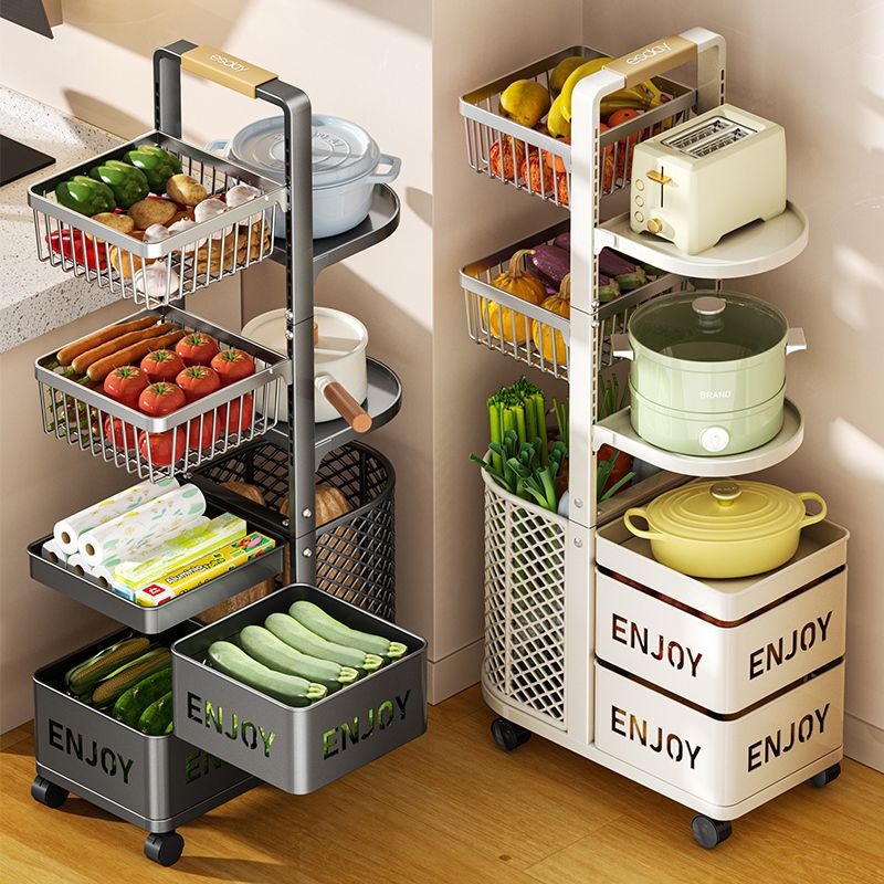Multifunctional Storage Basket with 3 Shelves & 2 Cabinets