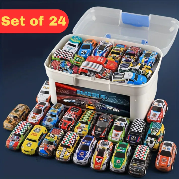 12 / 24 Pcs Alloy Car Model Diecasts Vehicle Toys For Kar Children Toy Gifts